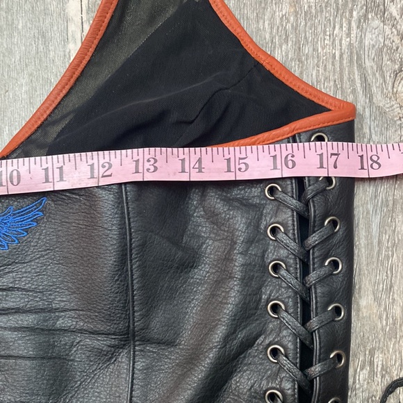 Genuine Vintage HARLEY DAVIDSON Leather Halter Vest M - Picture 10 of 11